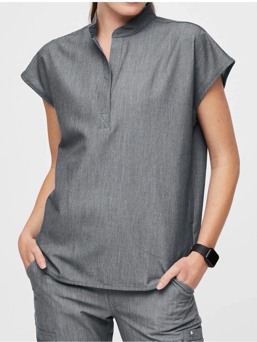 NWT FIGS  Rafaela Oversized Scrub Top XXS Graphite